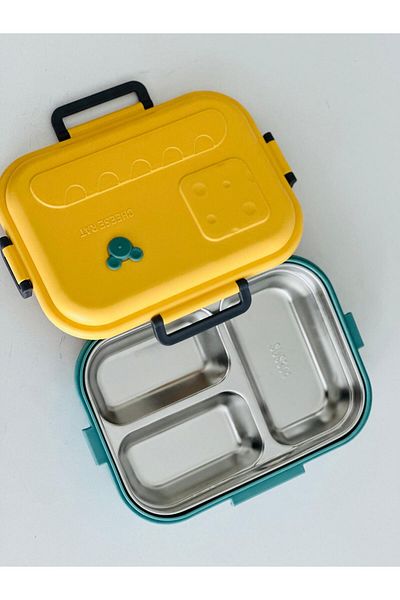 GÜVEN Lunch Box - Healthy Stainless Steel Yellow-green