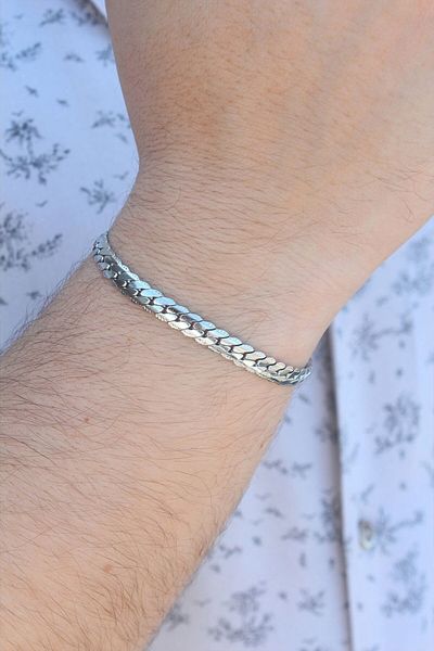 özgül takı ve tasarım Men's Silver Color Stainless Steel Mesh Bracelet