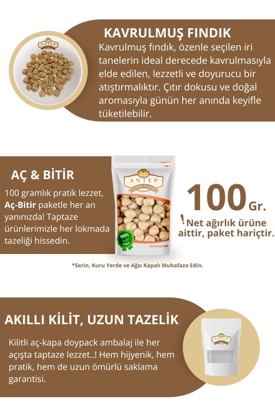 Antep Çarşı Pazar Fındık Içi Kavrulmuş Giresun | 100 Gr.