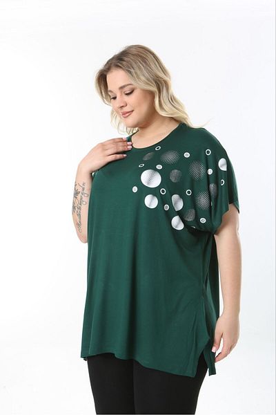 tıgersıze Women's Plus Size Oversized Loose Cut Model Patterned Soft Fabric Viscose Blouse
