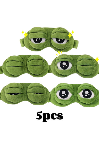 Choice 5pcs 3D Sad Frog Sleep Mask Natural Sleeping Eyeshade Cover Shade Eye Patch Women Men Soft Portable