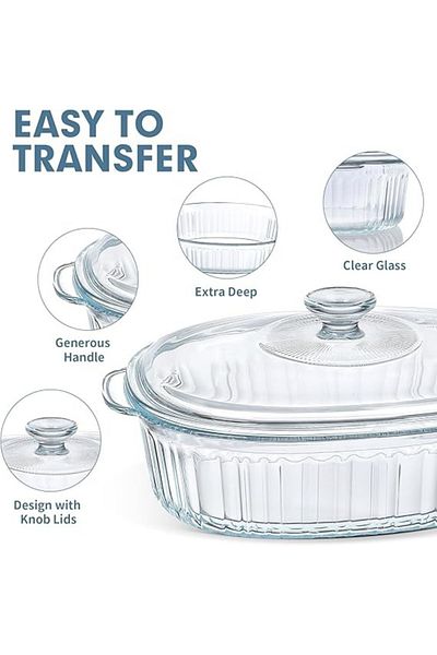 Chefline Borosilicate Glass Casserol With Lid, 1.6l Heat-resistant, Durable & Safe Food Storage