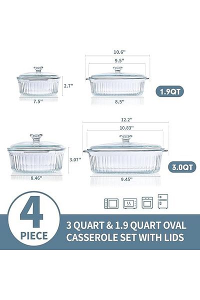 Chefline Borosilicate Glass Casserol With Lid, 1.6l Heat-resistant, Durable & Safe Food Storage