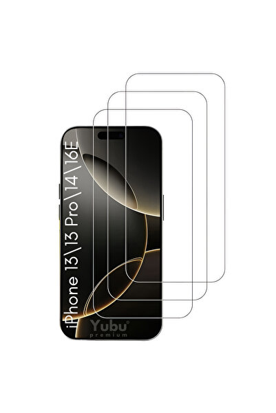 yubu 3'lü Paket iPhone 13-13Pro 14-16E Uyumlu Temperli HD Cam Kırılmaz Ekran ...