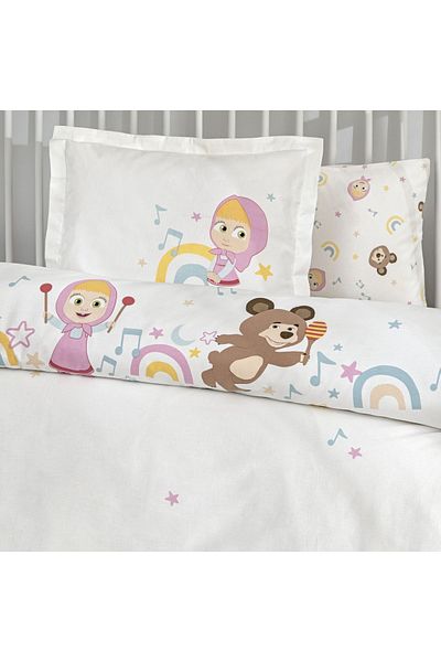 Taç Taç Licensed Masha & the Bear Music Baby Cotton Baby Bedding Set