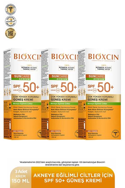 Bioxcin Sun Care Acnium Spf 50 Sunscreen Cream 150 ml 3 Pieces