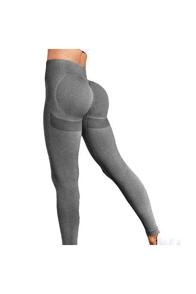 Mixbo Fitness Shaping Tights with High Waist, Elastic, Push Up, Light Gray, Size S
