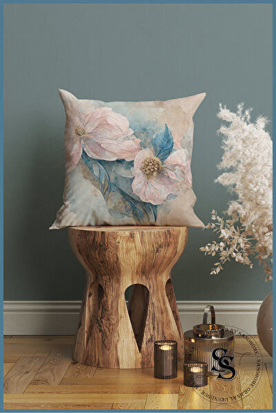 SasoHome Сучасний олійний живопис з візерунком порошкових квітів з візерунком 4-компонентний цифровий друкований чохол на подушку