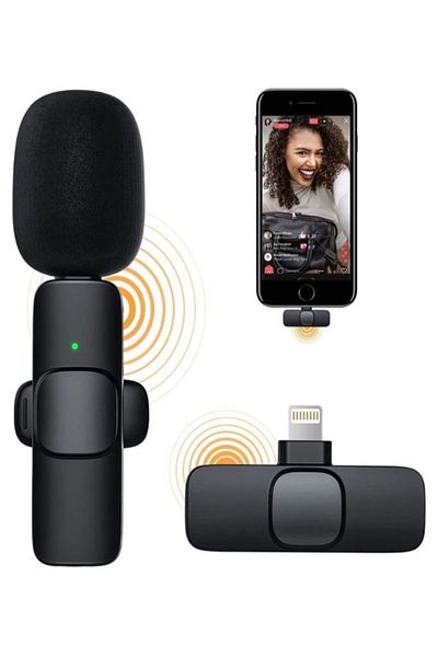 fun zone Auto-syncs Clip-on Wireless Lavalier Microphone for iPhone MIC001 Black