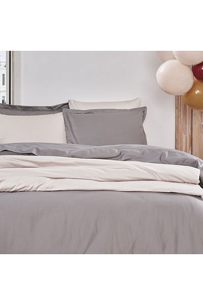 Linens King Size Mix&Match Cotton Satin Duvet Cover - Mink