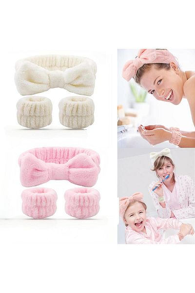 Generic 6-piece Cotton Travel Hair And Wrist Band Set (MASK-MAKEUP-HAND AND FACE WASHING BAND)