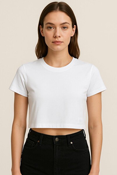 Rich Γυναικείο μπλουζάκι 4 συσκευασιών Oversize Crop T-Shirt 100% βαμβακερό με λαιμόκοψη