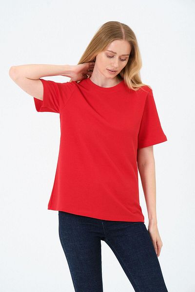 Rich Women's Crew Neck Short Sleeve Basic T-Shirt - Interlock Fabric