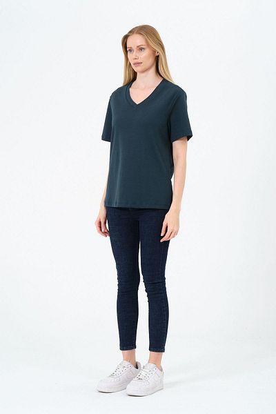 Rich Γυναικείο κοντό μπλουζάκι με λαιμόκοψη V - Interlock Fabric