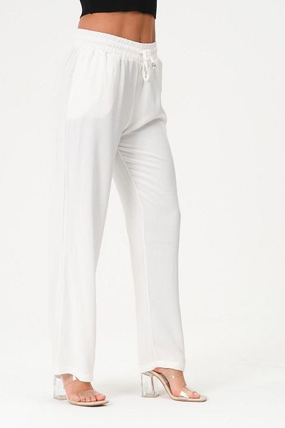 Rich Women's Black Linen Trousers with Elastic Waist