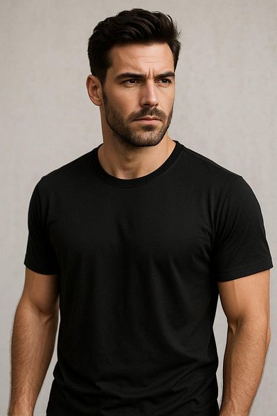 Rich Ανδρικό μπλουζάκι με λαιμόκοψη 100% βαμβακερό αθλητικό μπλουζάκι - κοντομάνικο βασικό μπλουζάκι