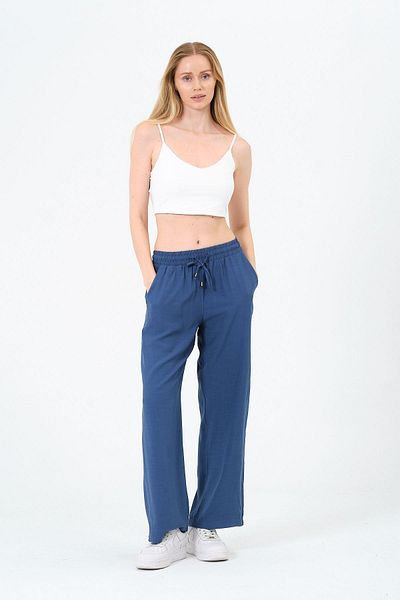Rich Women's High Waist Wide Leg Linen Trousers