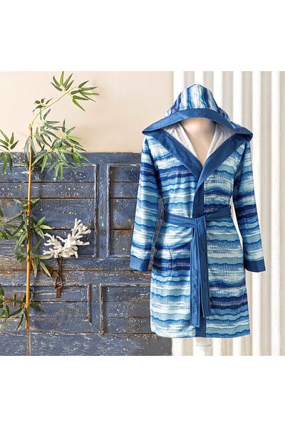 Taç Wave Cotton 15-18 Years Young Bathrobe Multicolor