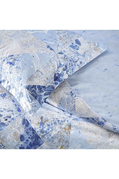Linens Elation Cotton Satin Double Duvet Cover Set Blue