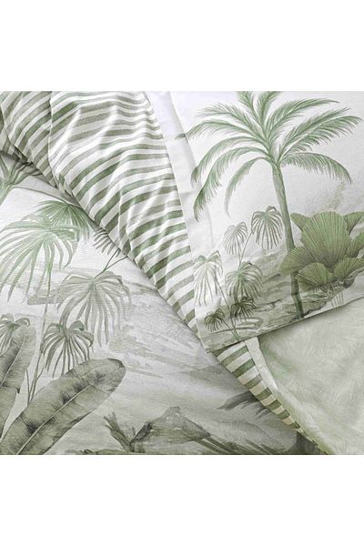 Linens Grace Cotton Satin Double Duvet Cover Set Green