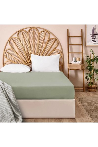 Evidea Soft Basic Single Fitted Sheet - Green - 100X200 cm