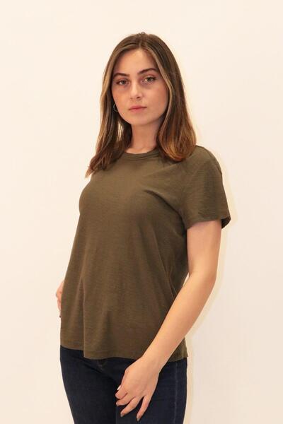 RICH GİYİM Rich Women's Organic Crew Neck T-shirt 100% Cotton T-Shirt