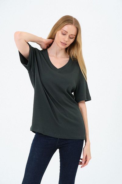 Rich Γυναικείο κοντό μπλουζάκι με λαιμόκοψη V - Interlock Fabric