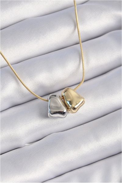 Store 316L Steel Gold Color 2-Piece Mix Color Figure Vintage Women's Necklace