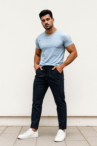 Rich Ανδρικό Slim Fit Μοντέρνο Παντελόνι Jogger - Κομψό και αθλητικό παντελόνι με κορδόνια