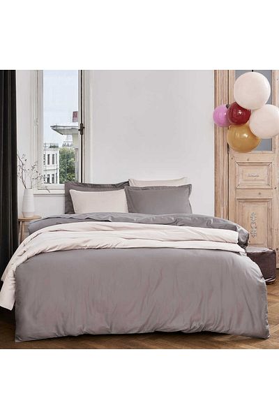 Linens King Size Mix&Match Cotton Satin Duvet Cover - Mink