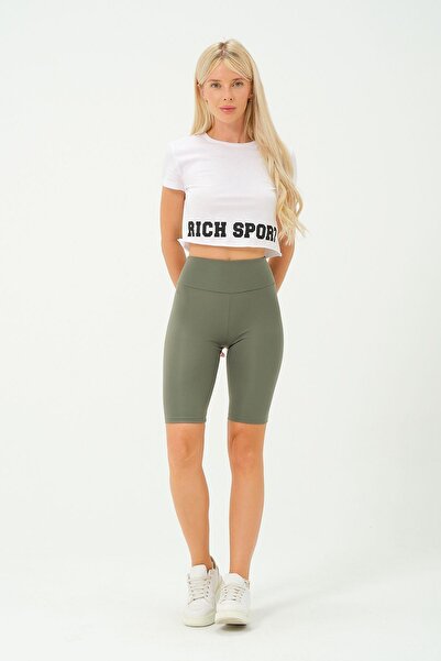 Rich High Waist Stretchy Women's Sports Leggings - Gathering Short Leggings