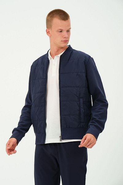 Rich Ανδρικό μπουφάν Navy Blue Oversize αντιανεμικό χειμωνιάτικο πουπουλένιο παλτό