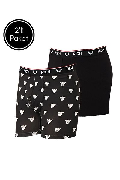 Rich Ανδρικό μοτίβο Lycra και μονόχρωμο πακέτο 2 Boxers