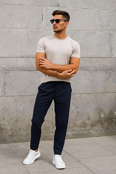 Rich Ανδρικό Slim Fit Μοντέρνο Παντελόνι Jogger - Κομψό και αθλητικό παντελόνι με κορδόνια