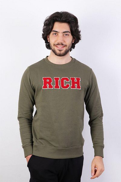 RICH GİYİM Ανδρικό φούτερ με στάμπα χακί