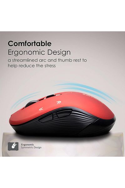 Promate Promate 1600DPI Wireless Mouse, Ergonomic Symmetric 2.4Ghz Cordless Optical Mouse