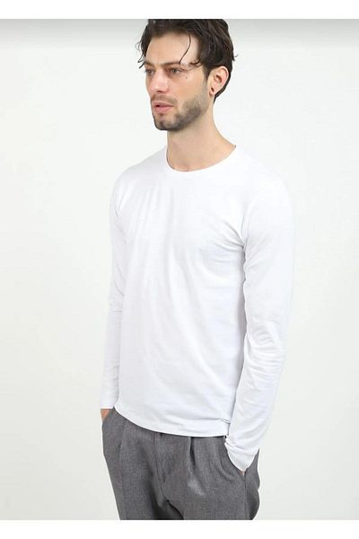 MCN Men's Elasten Crew Neck Long Sleeve Badi 100% Cotton