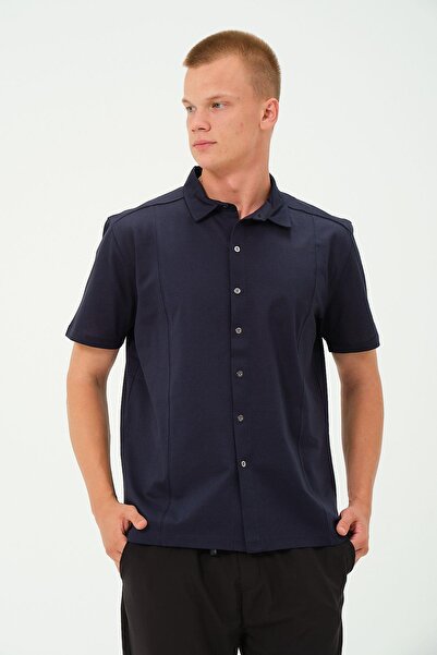 Rich Чоловіча металева сорочка з ґудзиками - короткий рукав