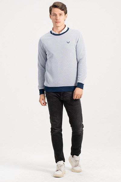 Rich Ανδρικό φούτερ με λαιμόκοψη Navy Blue πουλόβερ