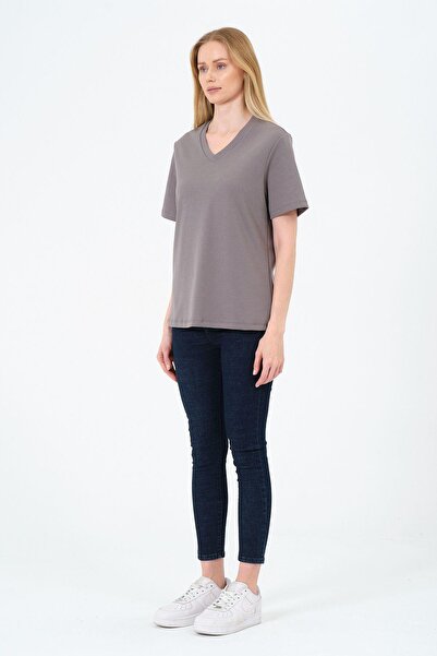 Rich Γυναικείο κοντό μπλουζάκι με λαιμόκοψη V - Interlock Fabric