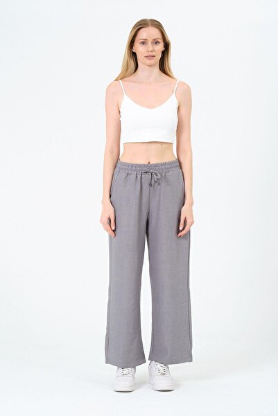 Rich Women's High Waist Wide Leg Linen Trousers