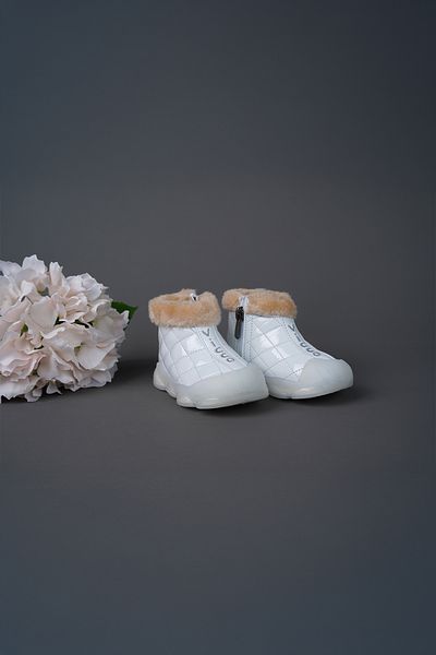 Vicco Poppy Ii Model Lighted Non-Slip Sole Zippered Baby Girl White Boots