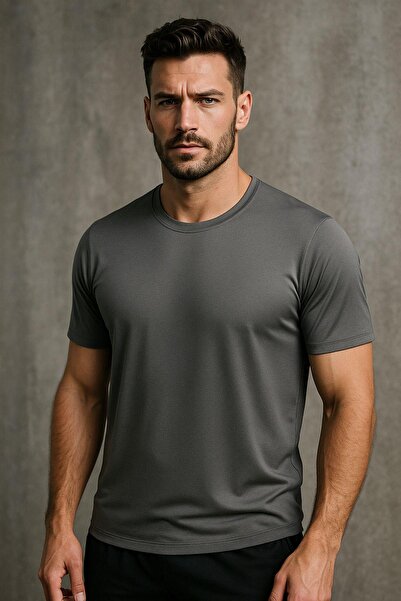 Rich Ανδρικό μπλουζάκι με λαιμόκοψη 100% βαμβακερό αθλητικό μπλουζάκι - κοντομάνικο βασικό μπλουζάκι