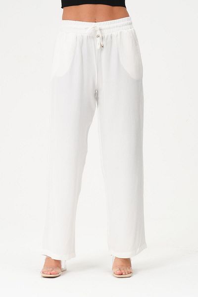Rich Women's Black Linen Trousers with Elastic Waist