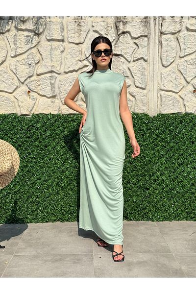 ENDAMIM Half Neckline Sleeveless Comfortable Fit Stretchy Combed Fabric Dress / Underwear