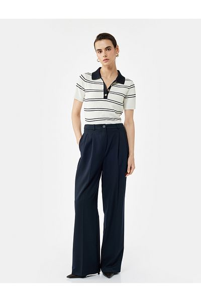 Koton Regular Fit Buttoned Short Sleeve Polo Neck Sweater