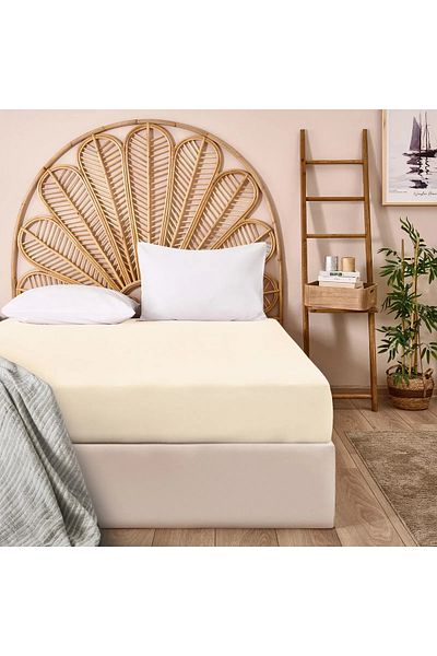 Evidea Soft Basic Double Fitted Sheet - Ecru - 180X200 cm