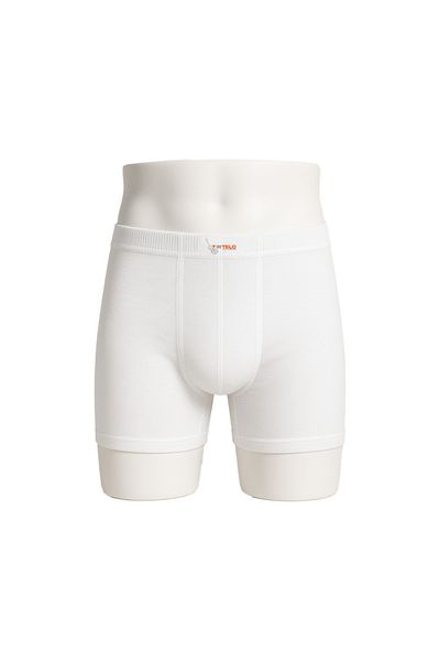 TEXTELO Man White boxer shorts combed Comfort-Fit Underwear Long Leg Short Briefs Closed,