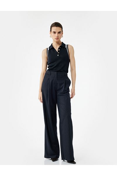 Koton Regular Fit Buttoned Sleeveless Polo Neck Knitwear Blouse