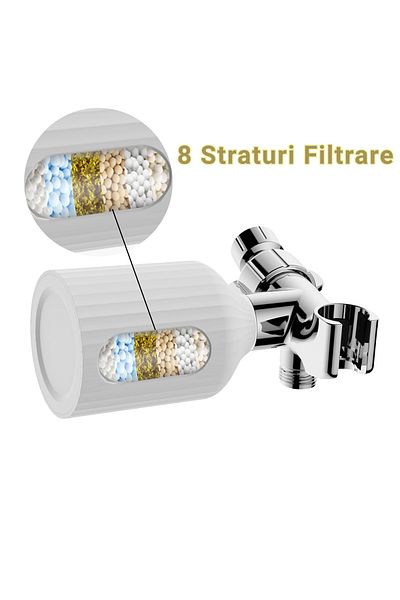 INNOVIO Shower Water Filter ® With 8 Filtration Layers, Anti-Chlorine And Anti-Liquid, Shower Head Holder